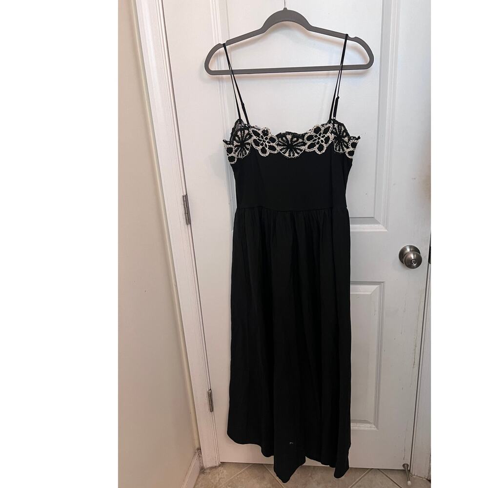 J. Crew Crochet Mixy Dress L Black Whimsigoth Boho Romantic Coquette Resortwear - Picture 4 of 11